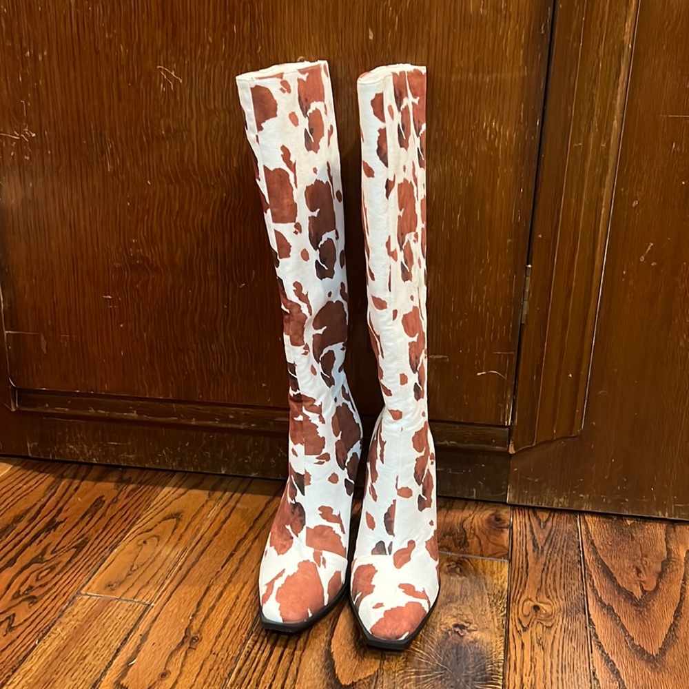 Nasty Gal Cow Print Boots